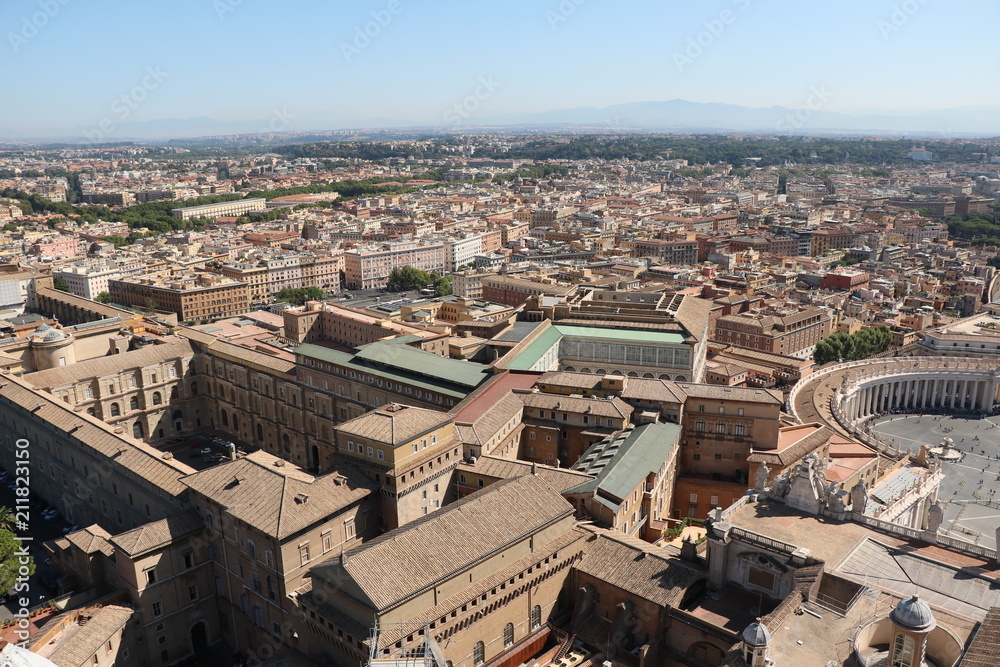 View to Vatican City and Rome  from St. Peter's Basilica, Italy