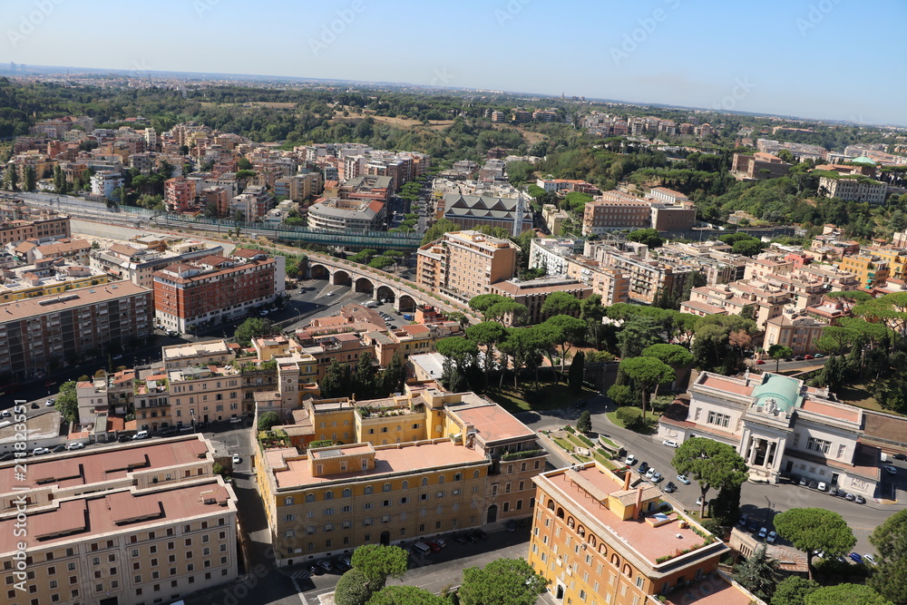 View from St. Peter's Basilica on Rome Italy