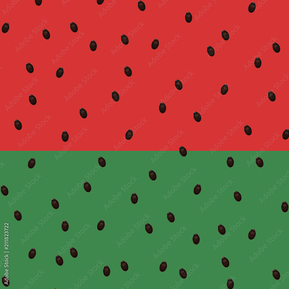 watermelon color background with black seeds, minimal pop style, summer mood watermelon color background with black seeds, minimal pop style, summer mood