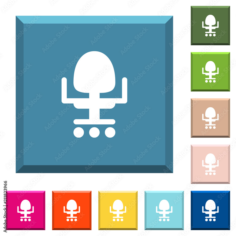 Office chair white icons on edged square buttons Office chair white icons on edged square buttons