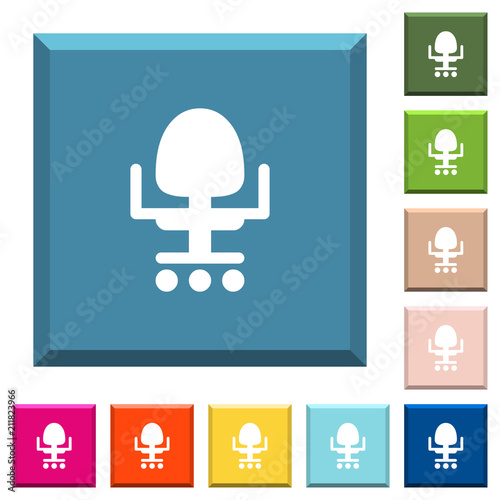 Office chair white icons on edged square buttons