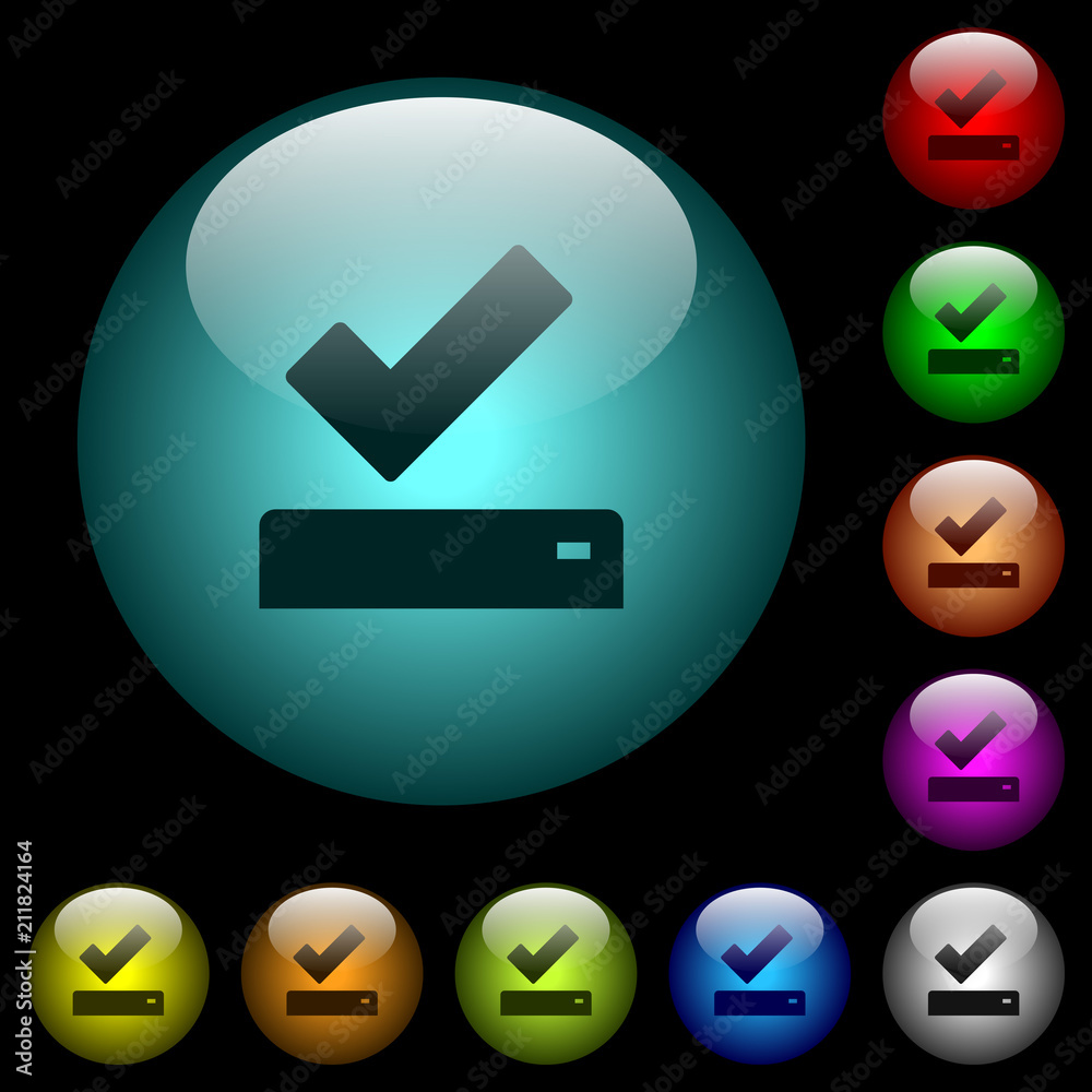 Successfully saved icons in color illuminated glass buttons Successfully saved icons in color illuminated glass buttons