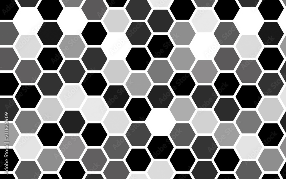 White honeycomb with a gradient color. Isometric geometry. 3D illustration White honeycomb with a gradient color. Isometric geometry. 3D illustration