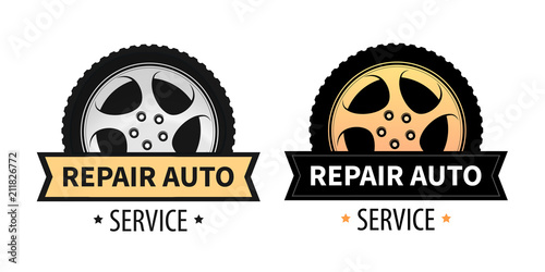 Vector Signs for Signboard, Banner and Logo of Repair Auto and Tire Service.