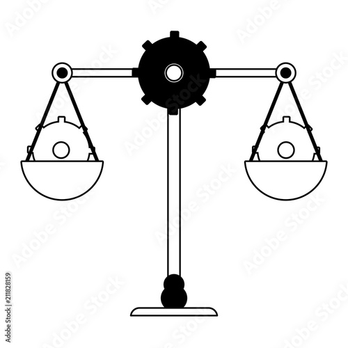Justice balance with gears symbol vector illustration graphic design