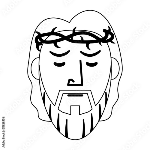 Jesuschrist face with thorns crown vector illustration graphic design