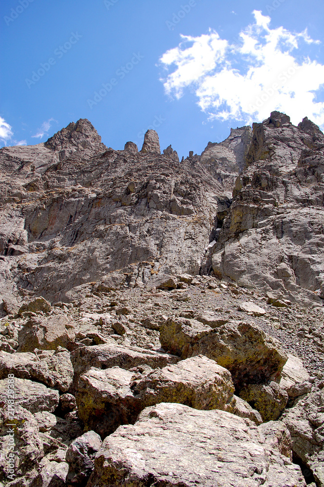 Jagged peaks and massive boulders in the Sangre De Cristo Mnts of Southern Colorado.