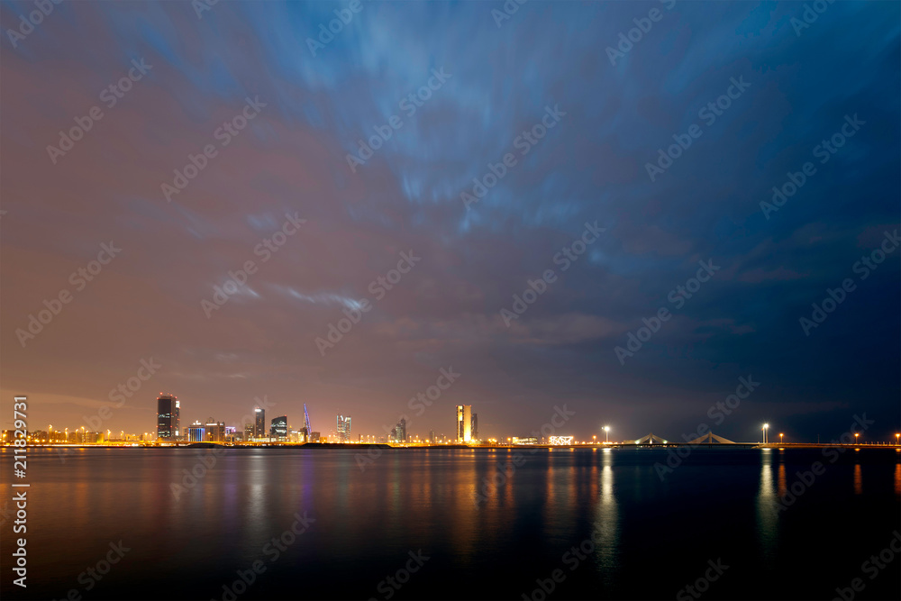Bahrain skyline during blue hours after sunset