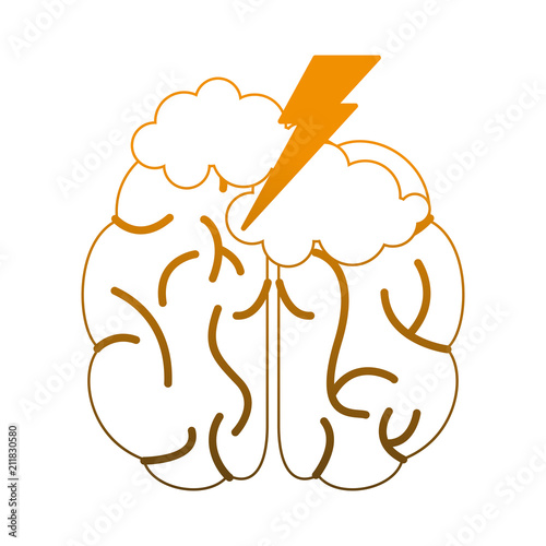 Braind with ray and clouds vector illustration graphic design