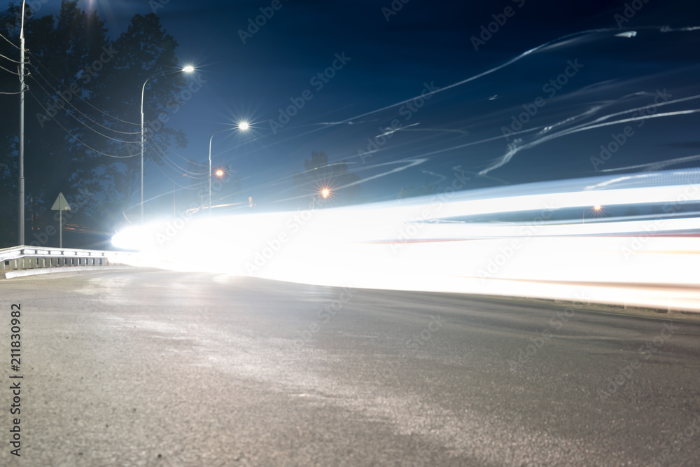 Large city road night scene, night car light trails Large city road night scene, night car light trails