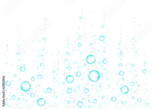 Underwater fizzing air, water or oxygen bubbles.