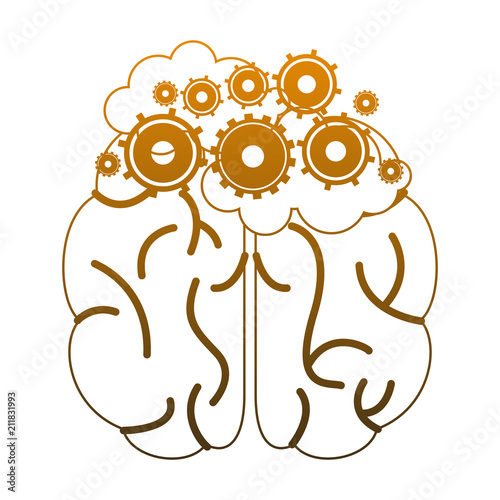 Brain and gears symbol vector illustration graphic design