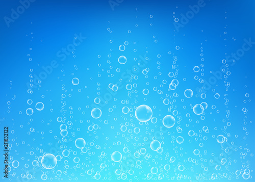 Undersea  blue  fizzing air, water or oxygen  bubbles vector texture.