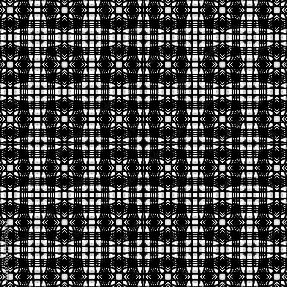 Black and White Intersecting Geometric Seamless Pattern