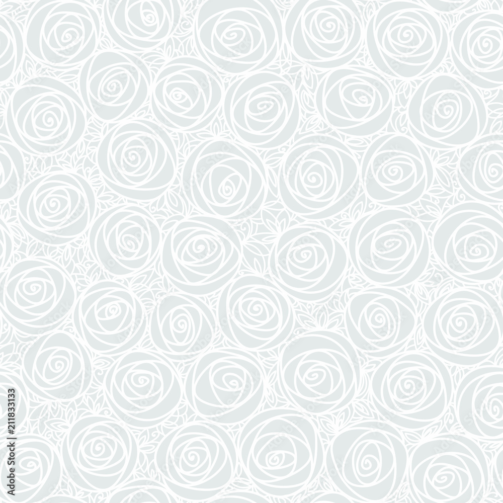 Light seamless floral pattern. Outline stylized roses. Abstract background. Doodle hand drawn line art design element Light seamless floral pattern. Outline stylized roses. Abstract background. Doodle hand drawn line art design element