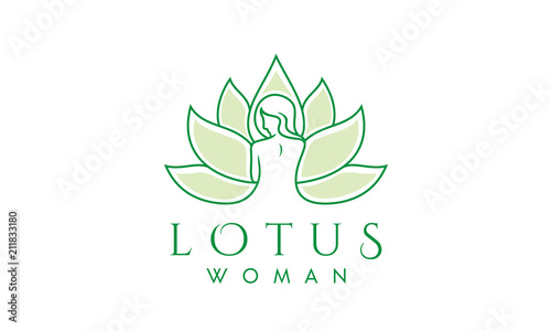 Luxury Woman and Lotus Line Art for Spa logo design inspiration