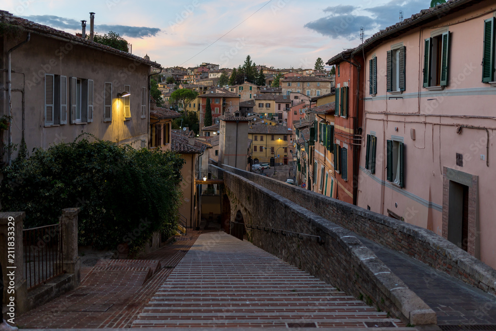 View of old architecture with viaduct in Italy late afternoon