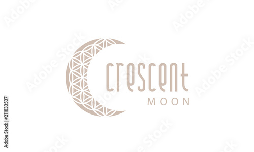 Flower of Life Pattern Logo design inspiration with Crescent Moon Shape