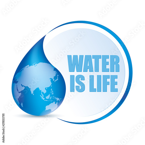 Simbolo ecologia con goccia d'acqua ed Asia