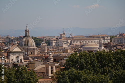 View to the historic city of Rome from the Hill Gianicolo, Italy