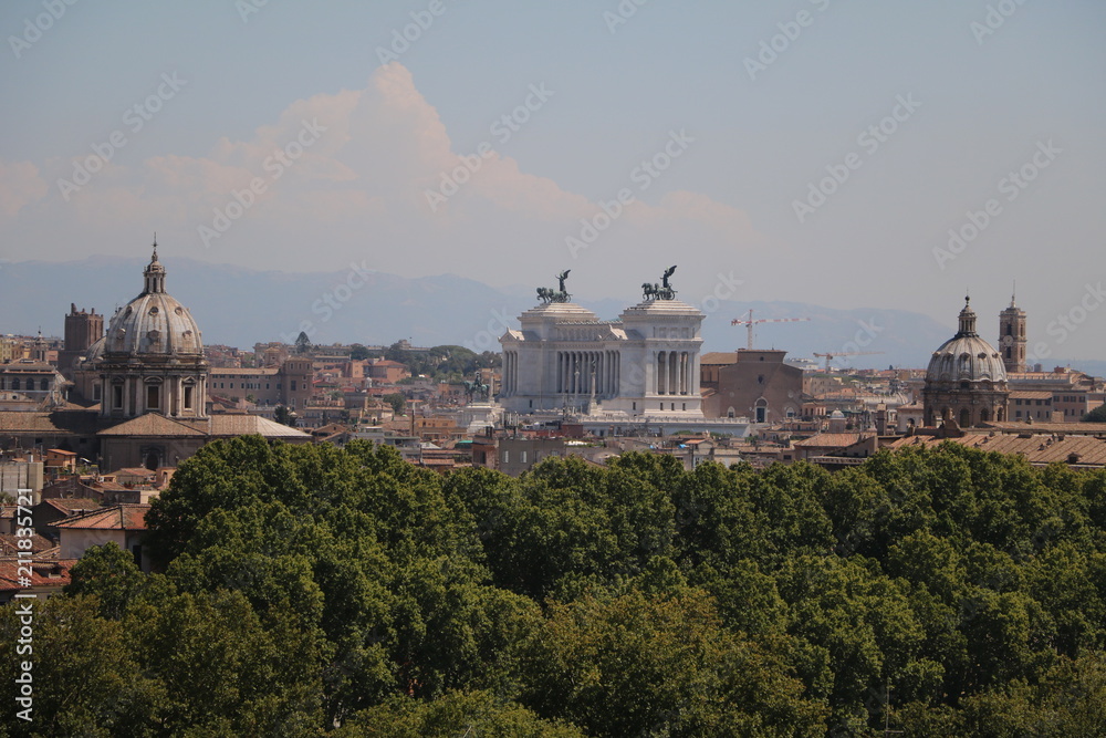 View from Terrazza del Gianicolo to the historic center of Rome, Italy