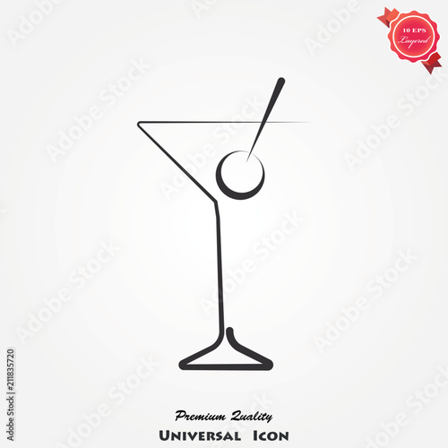 Cocktail icon on background, vector illustration