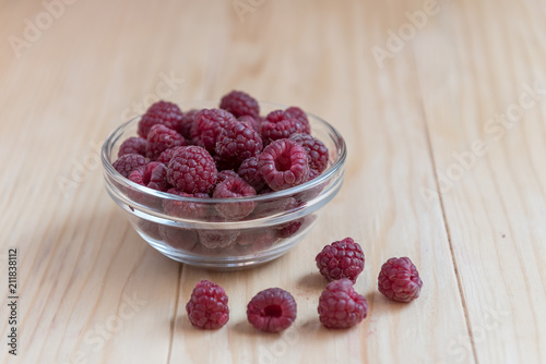 Fresh organic raspberries on a pile