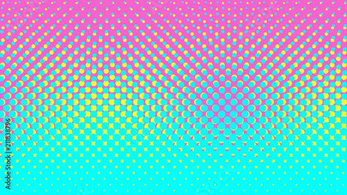Halftone gradient pattern vector illustration. Yellow blue dotted, pink halftone texture. Pop Art style blue yellow pink halftone, comics Background. Background of Art. Dots background. AI10