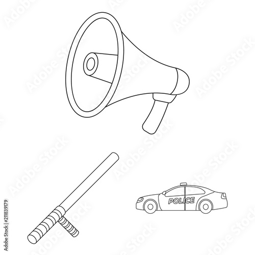 Police, Department outline icons in set collection for design.Detective and accessories vector symbol stock web illustration.