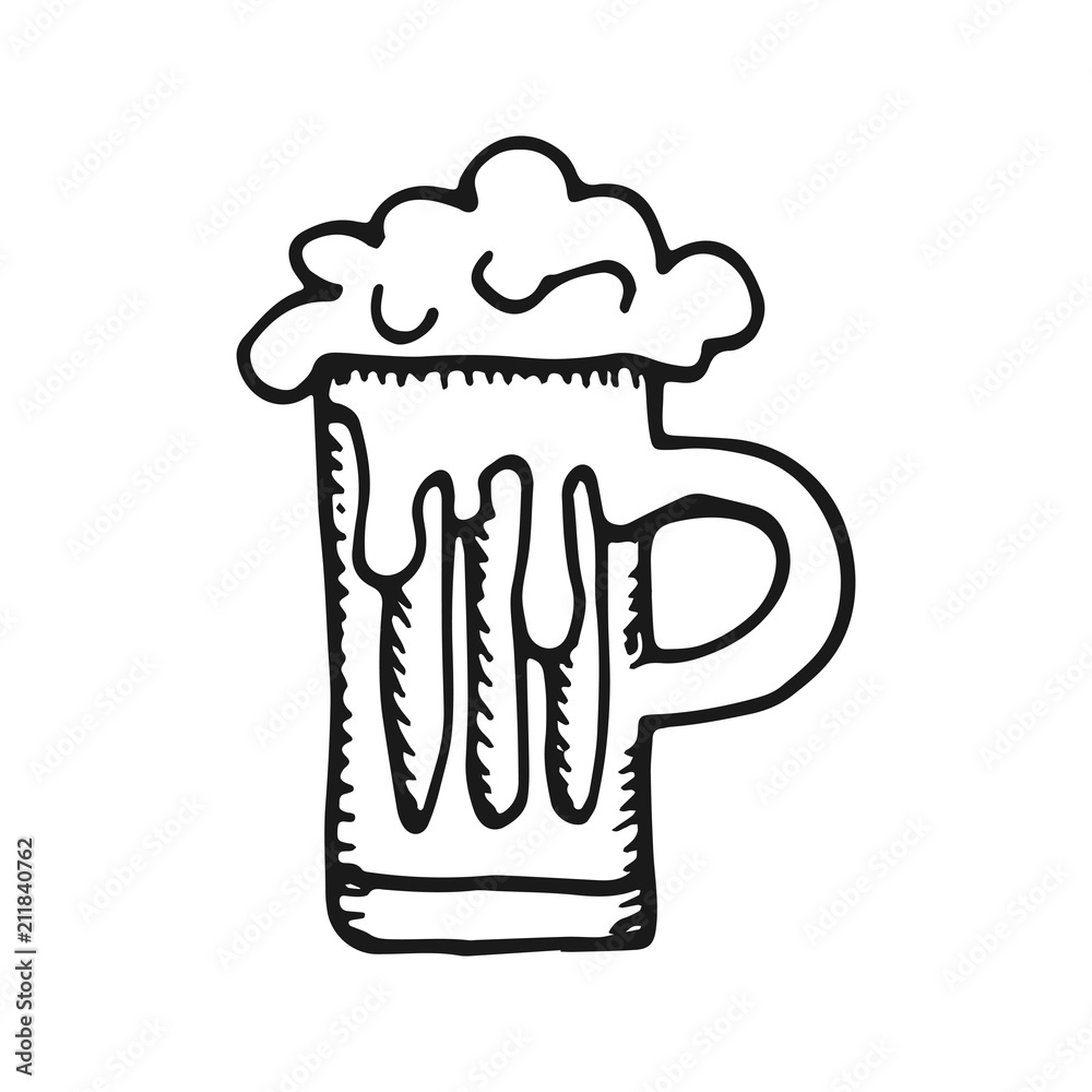Beer Mug Drawing stock vector Illustration of beverage  87555896