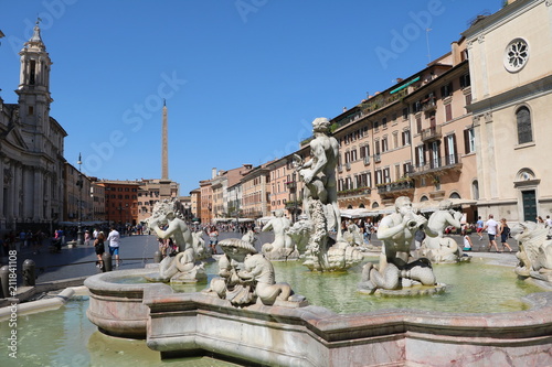 The Fontana del Moro at Piazza Navona in Rome, Italy