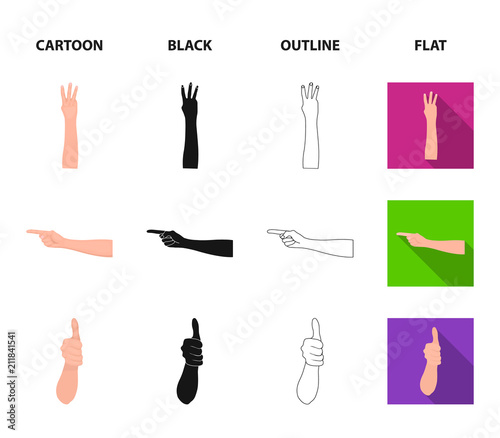 Sign Language cartoon,black,outline,flat icons in set collection for design.Emotional part of communication vector symbol stock web illustration.