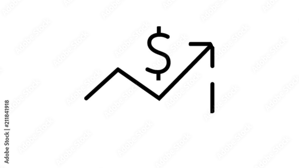 Chart of the dollar growth. Digital currency Animation. Flat line icon stock video design drawing isolated on white symbol background Chart of the dollar growth. Digital currency Animation. Flat line icon stock video design drawing isolated on white symbol background