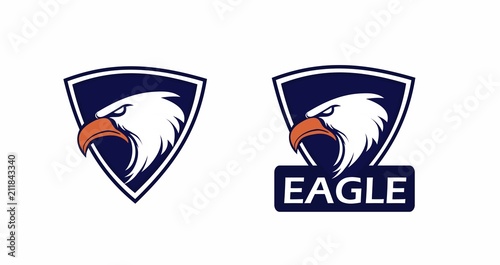 Eagle with shield badge team logo 