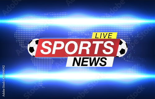 Background screen saver on soccer Sports news. Sports News Live on World Map Background. Vector Illustration.