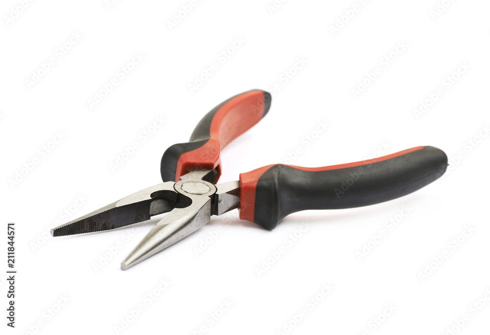 Obraz premium Black and red pliers tool isolated