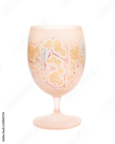 Painted colorful wine glass isolated