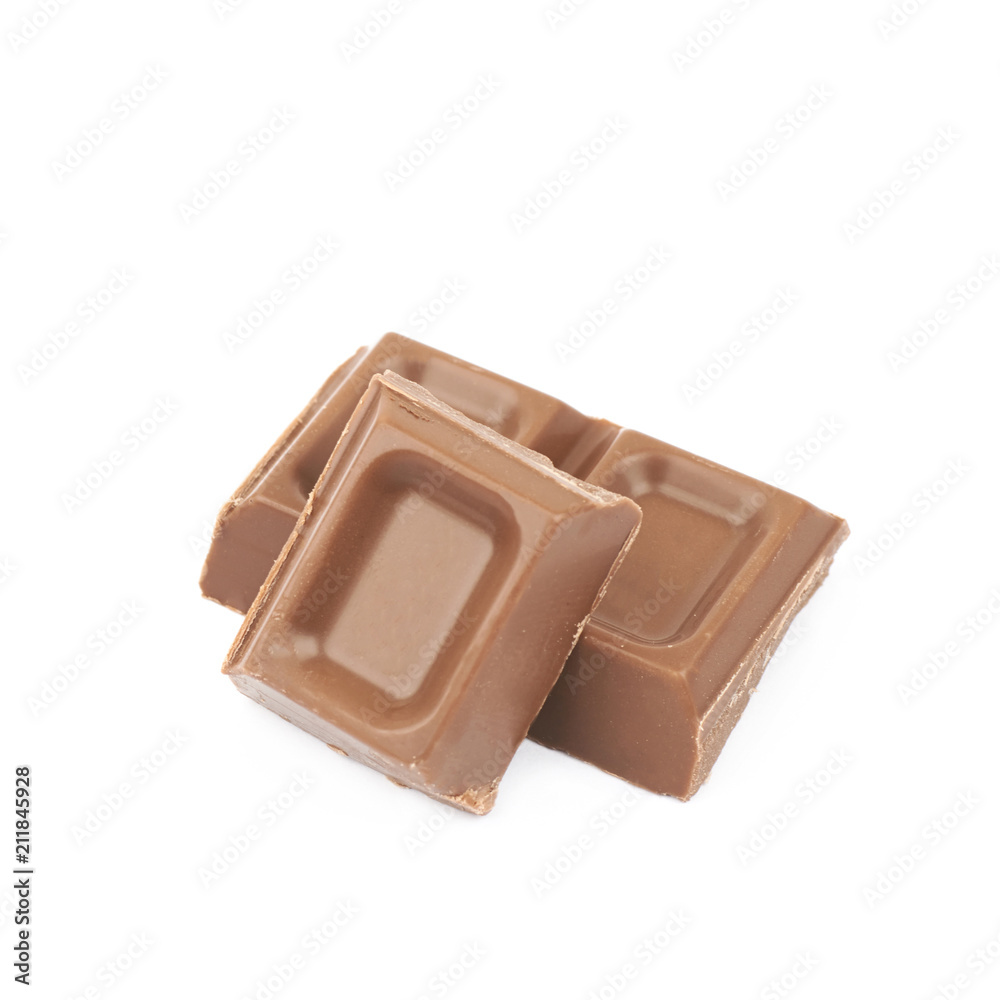 Portion of milk chocolate isolated Portion of milk chocolate isolated