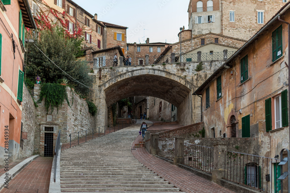 Fototapeta premium View of old architecture with viaduct in a village in Italy