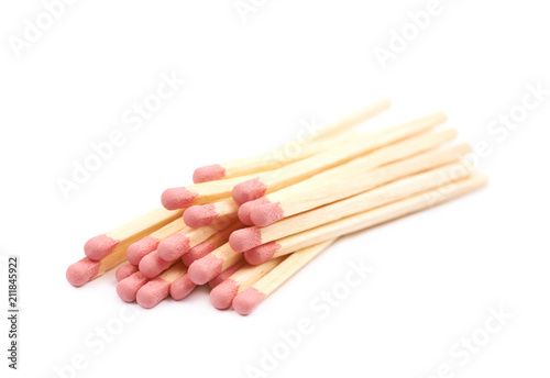 Pile of wooden matches isolated