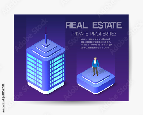 Isometric city business card