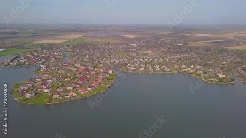 Residential area with luxurious villa's near a small lake