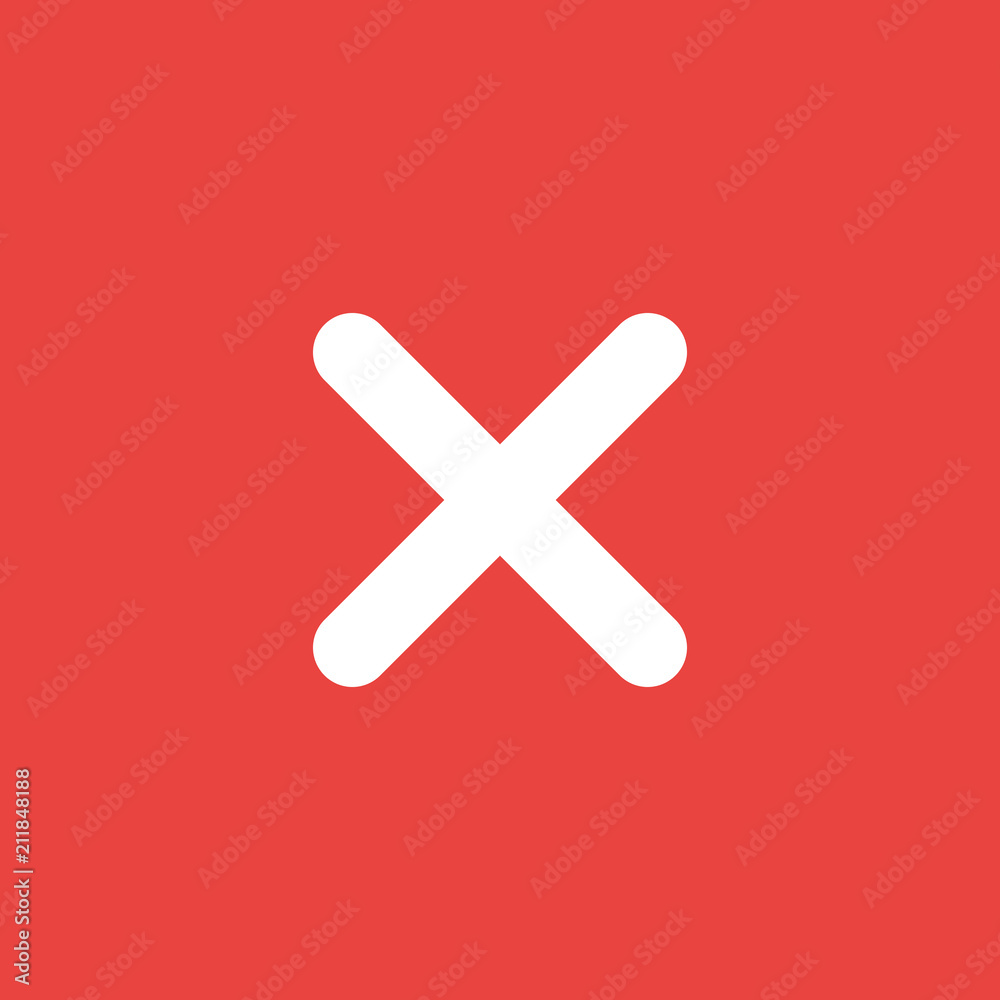 Vector icon concept of x mark on red background Vector icon concept of x mark on red background