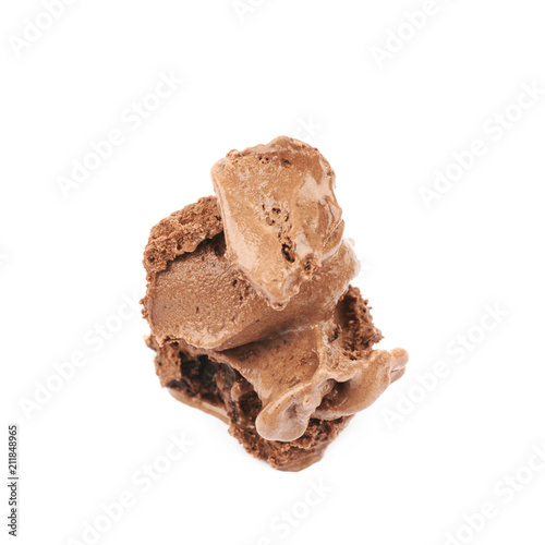 Scoop of chocolate ice cream isolated