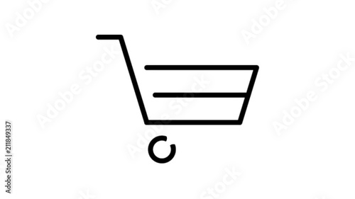 Shopping cart Animation Flat line icon stock video design drawing isolated on white symbol background