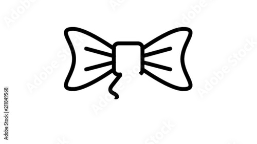 Bow Animation Flat line icon stock video design drawing isolated on white symbol background