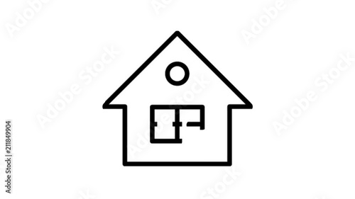 House. Home Page, protection Animation Flat line icon stock video design drawing isolated on white symbol background