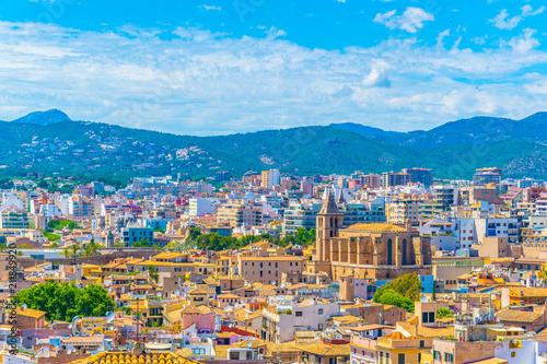 Aerial view of Palma de Mallorca with Santa Cruz church, Spain photo