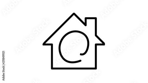 House. Home Page, protection Animation Flat line icon stock video design drawing isolated on white symbol background