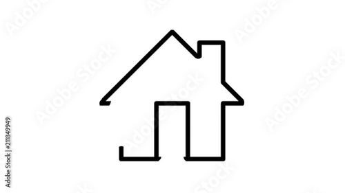 House. Home Page, protection Animation Flat line icon stock video design drawing isolated on white symbol background